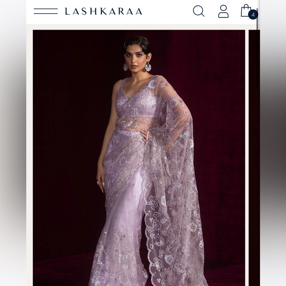 Lashkaraa Lavender Embroidered Saree